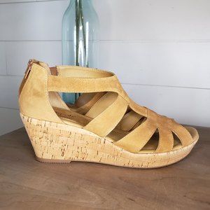 Softspots Tan Strappy Wedge Sandals